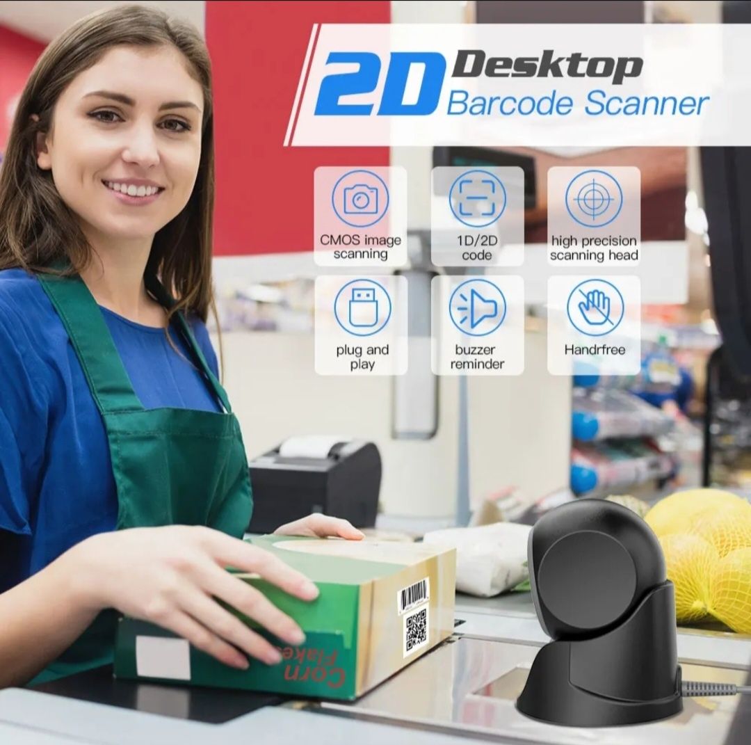 Skaner kodów kreskowych Eyoyo 1D 2D z funkcją automatycznego