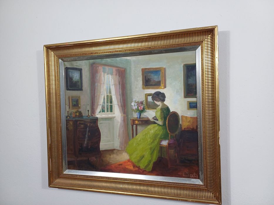 Stary obraz na płótnie Edith Gert .