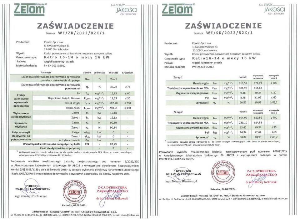 Kocioł / piec zasypowy PEREKO Retro 14kW/16kW drewno/węgiel