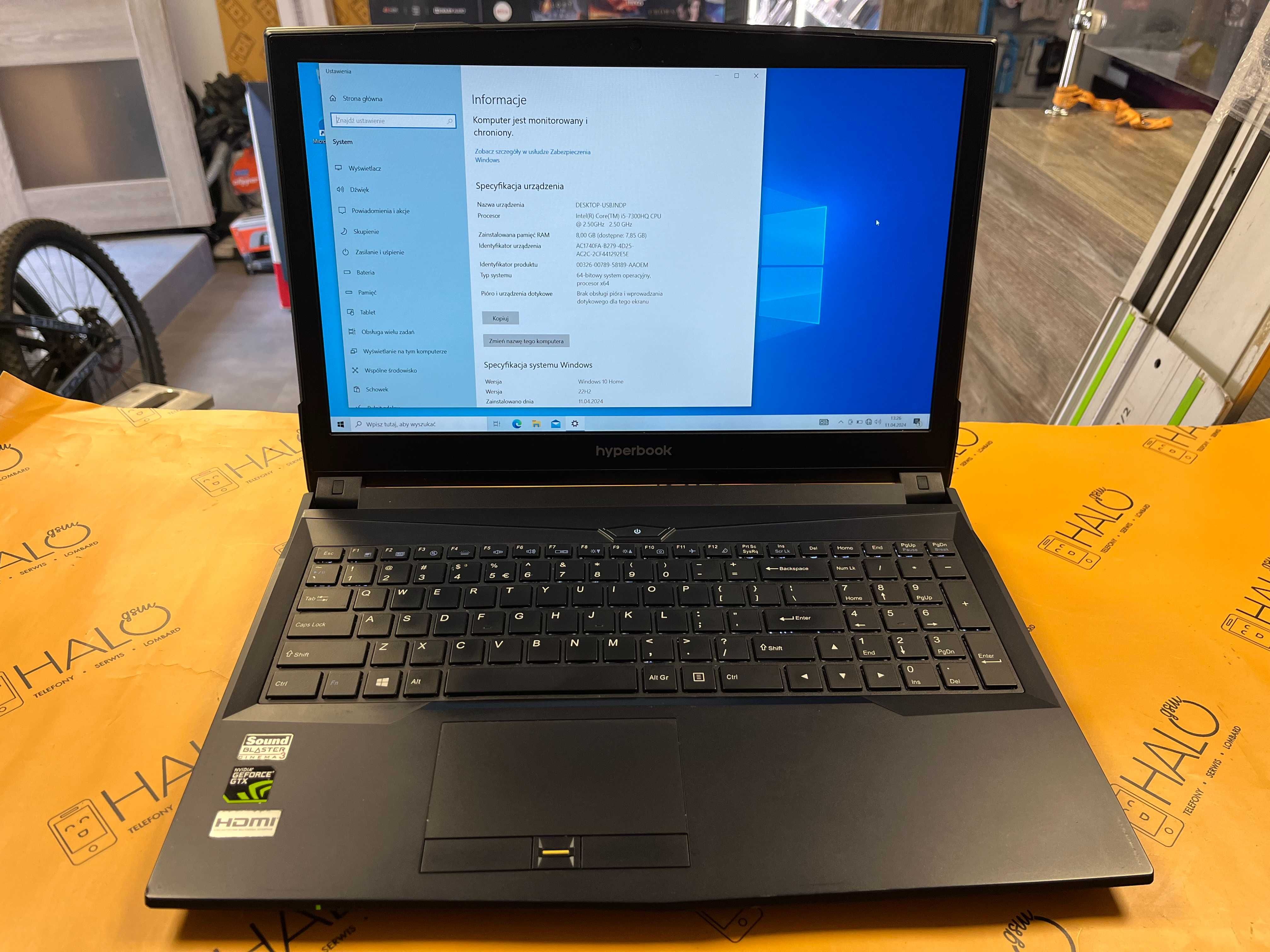 Laptop Hyperbook N850HJ i5/8GB/120GB SSD/GTX1050 4GB, Lombard Halo gsm