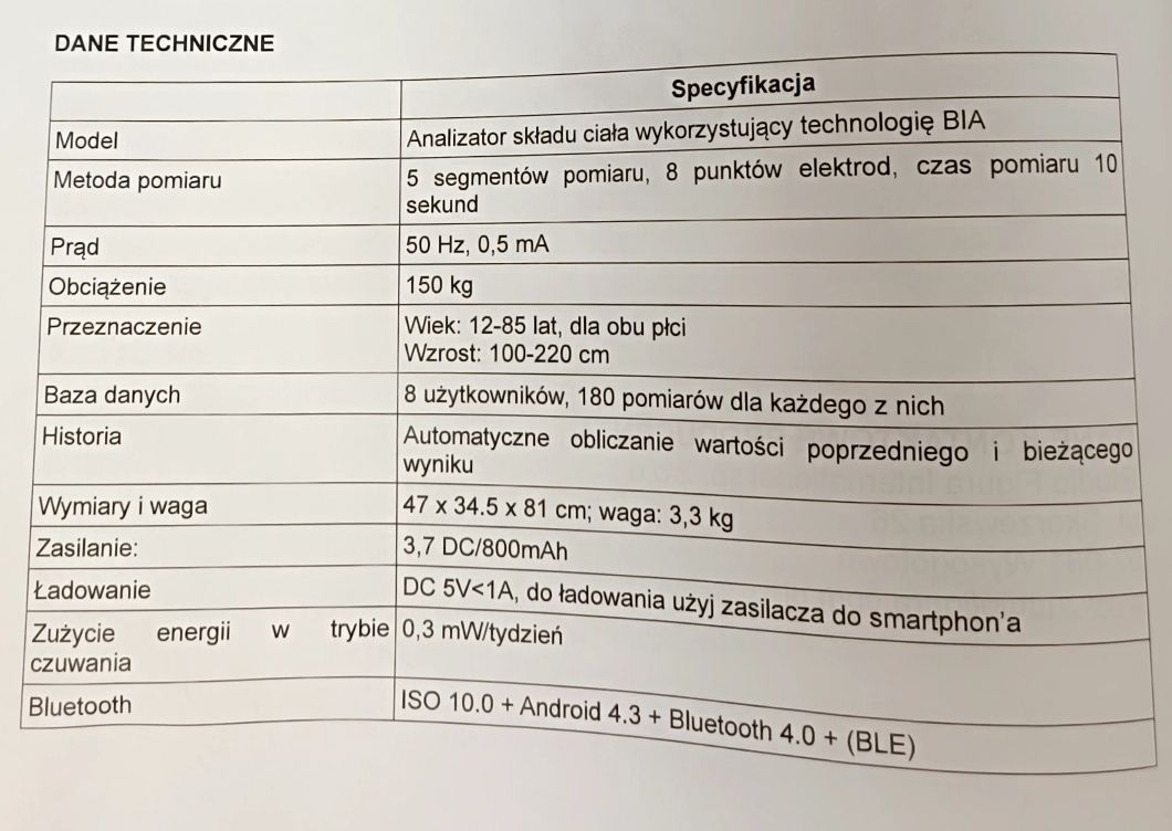 Profesjonalna waga dietetyczna body scale