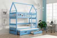 Łóżko piętrowe DOMEK JAŚ dla trójki dzieci + materace GRATIS