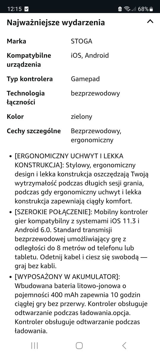 Pad kontroler Android IOS do Gier na telefonie LUBIN wysyłka