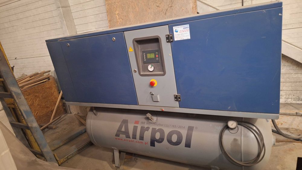 Kompresor śrubowy AIRPOL KT15, 15kW,zbiornik 500L,przegląd UDT do 2027