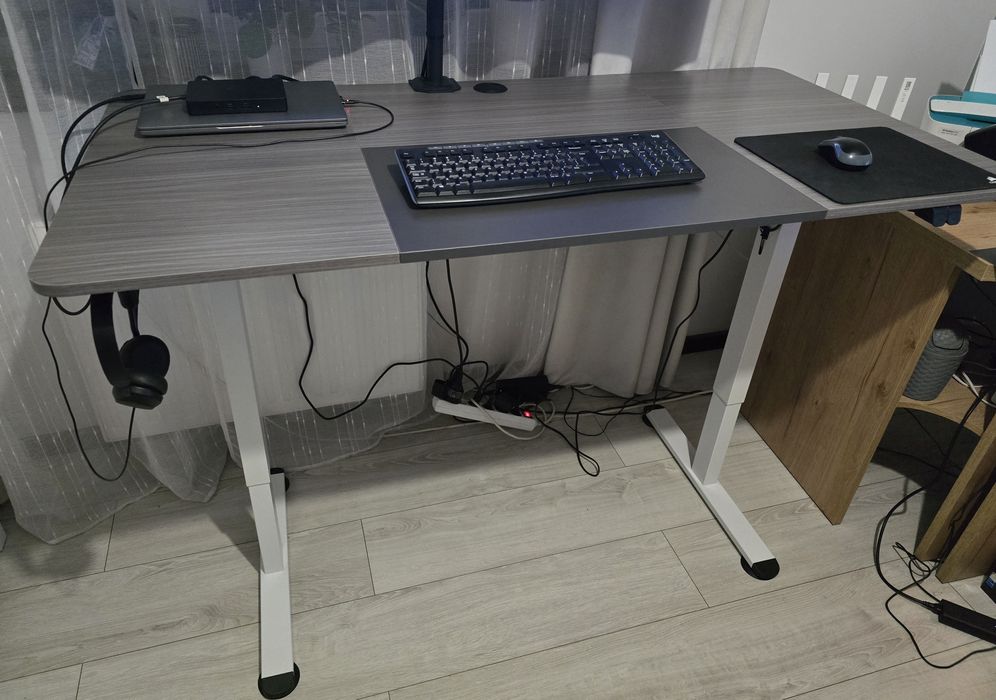 2x blat biurka 140x70 szary, antracytowy stand up desk