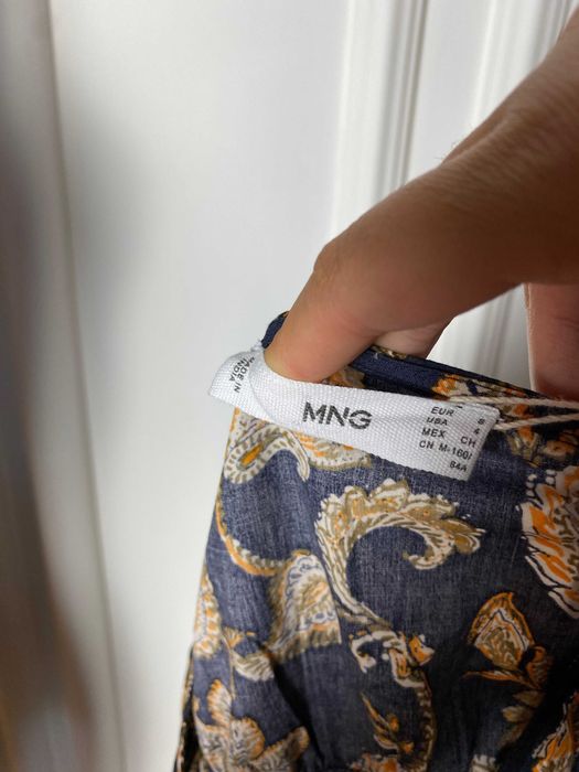 Nowa sukienka mini granatowa w kwiaty 36 S Mango oversize 100% bawełna