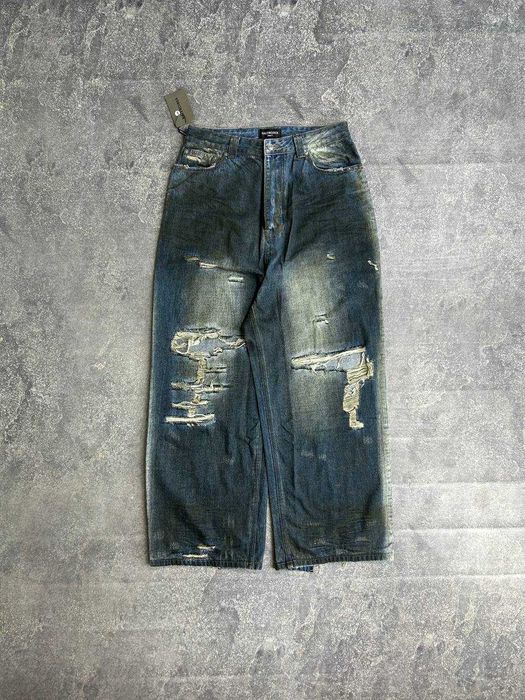 Джинси Balenciaga Cargo faded baggy opium archive синие джинсы сині