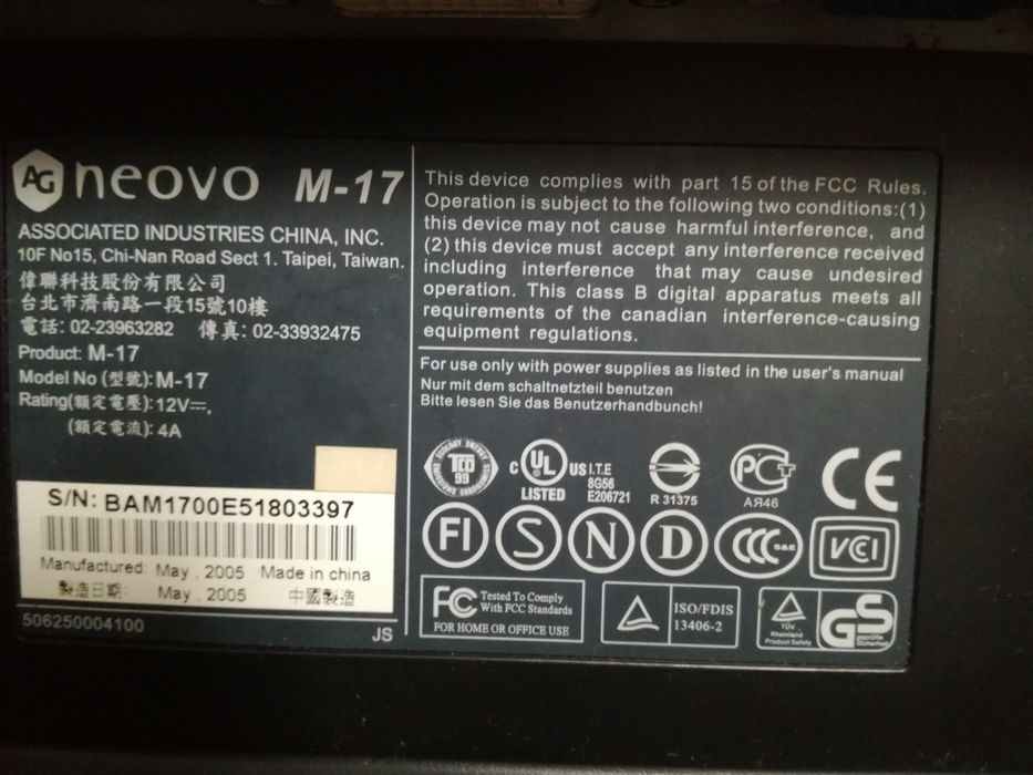 Monitor AG neovo m-17 LCD