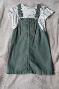 Komplet dla dziewczynki H&M rozmiar 122 sukienka ogrodniczka i bluzka
