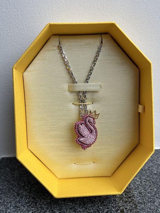 Swarovski Wisiorek długi srebrny z labedzie Z cyrkoniami