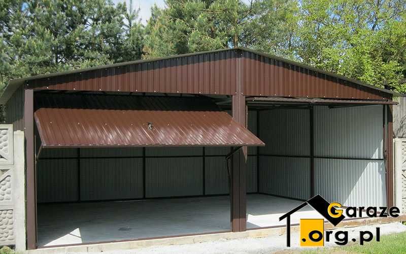 Garaże Blaszane 6x5 Brąz RAL 8017 Dwuspadowe Bramy Uchylne Montaż 0 zł
