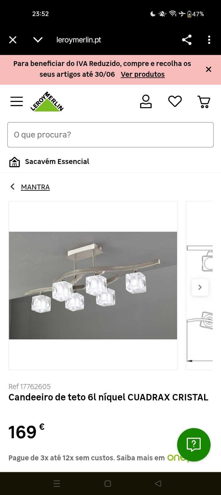 Conjunto 2 candeeiros de teto