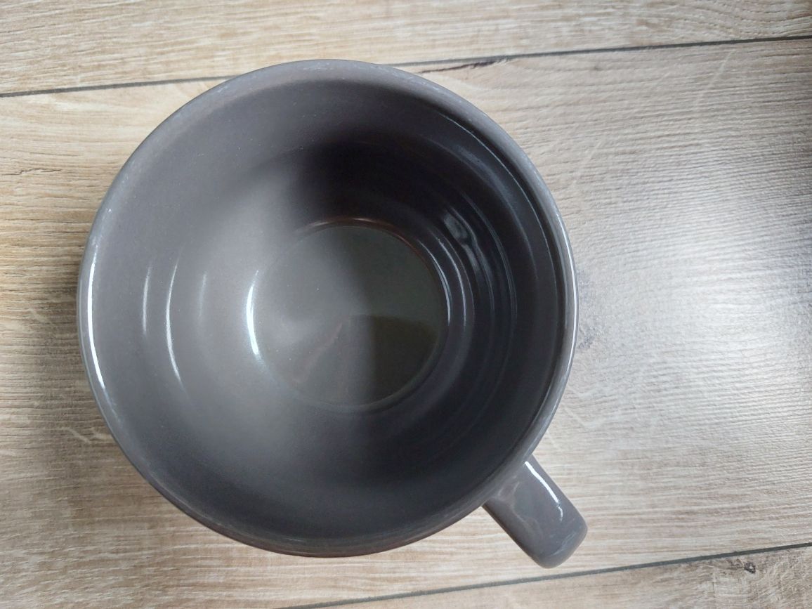 Miska kubek 500ml w kratę ceramiczna krata brąz