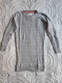 Sweter, sukienka, tunika szara, H&M, 122-128 cm