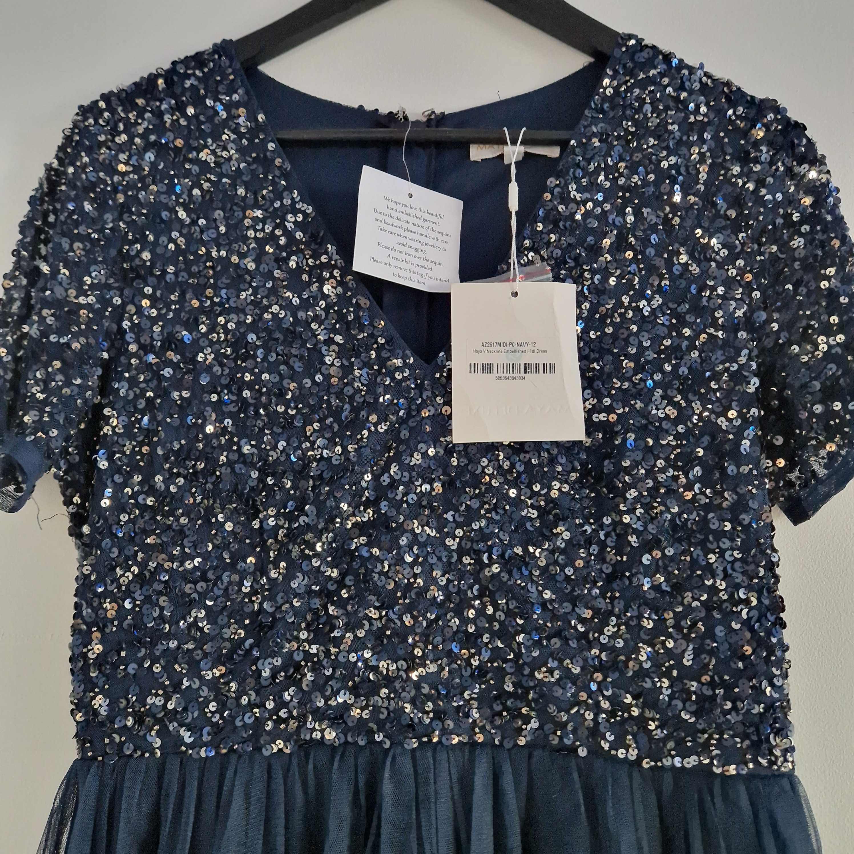 Sukienka Wieczorowa Granatowa Maya Deluxe Mini Dress.