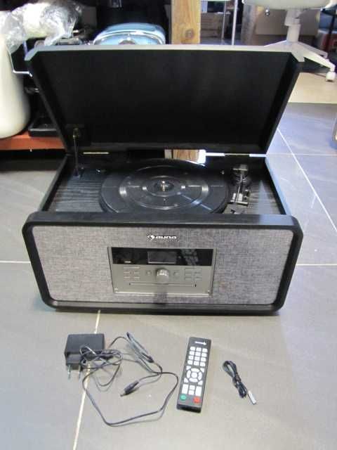 Wieża stereo gramofon CD styl retro drewno czarna Auna Bella Ann
