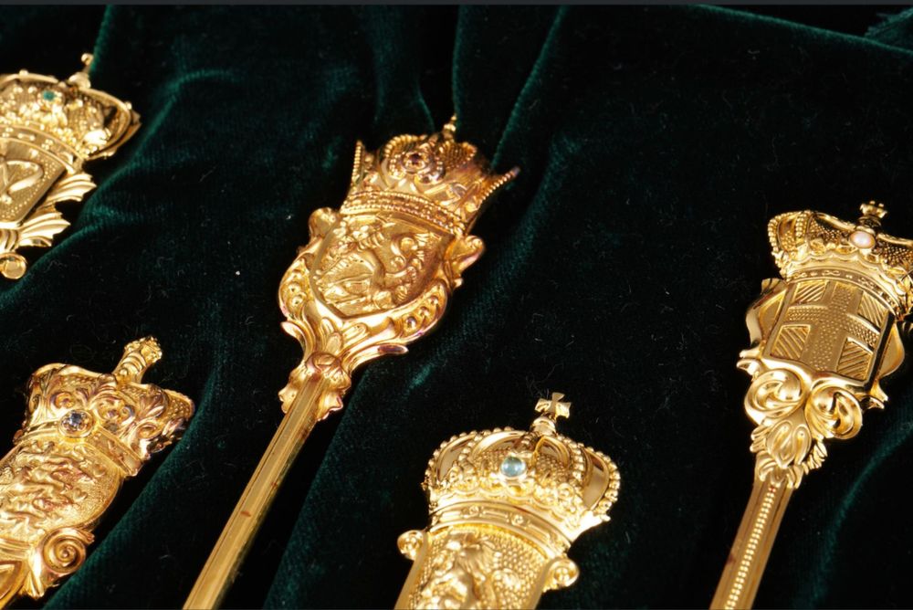 Faberge - Colher de café (12) - Prata dourada 24k