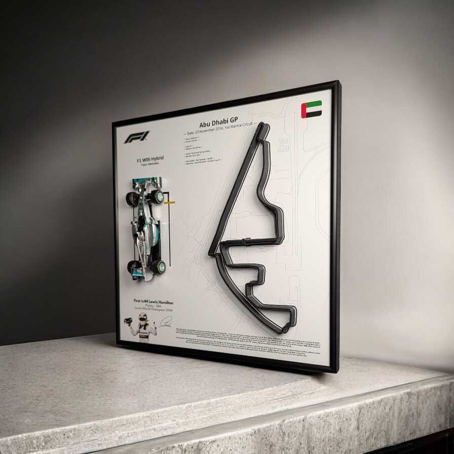 АРТ Рамка з 3D Трасою Abu Dhabi GP  F1 W05 Hybrid #44 Lewis Hamilton