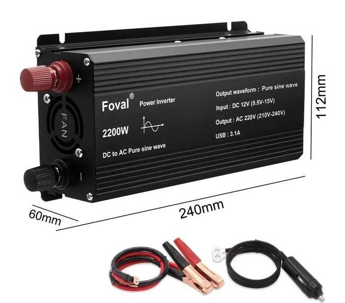 Інвертор перетворювач FOVAL 12-220V 2200 Ват