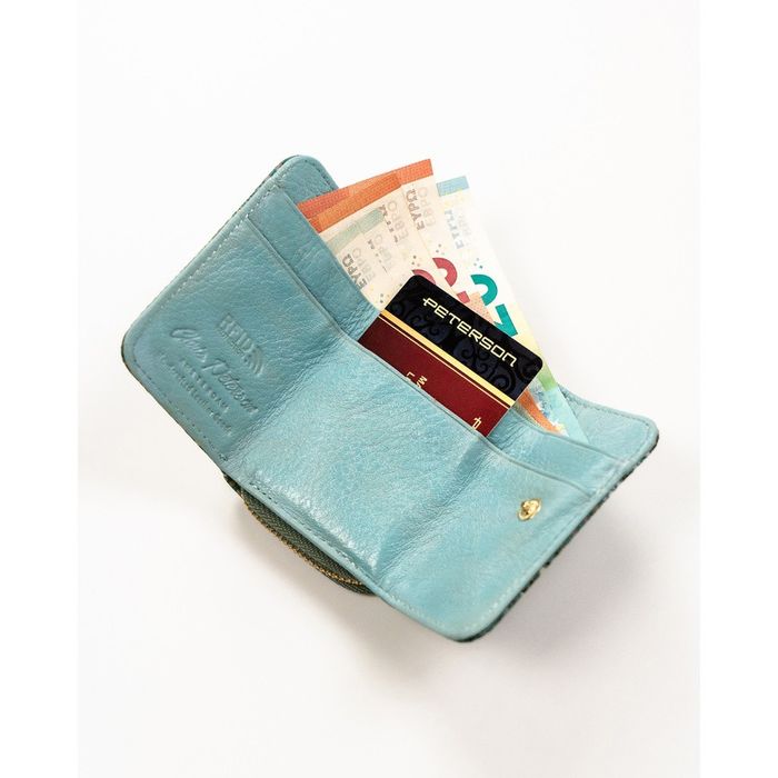 portfel damski skórzany ze złotymi okuciami i ochroną rfid - peterson