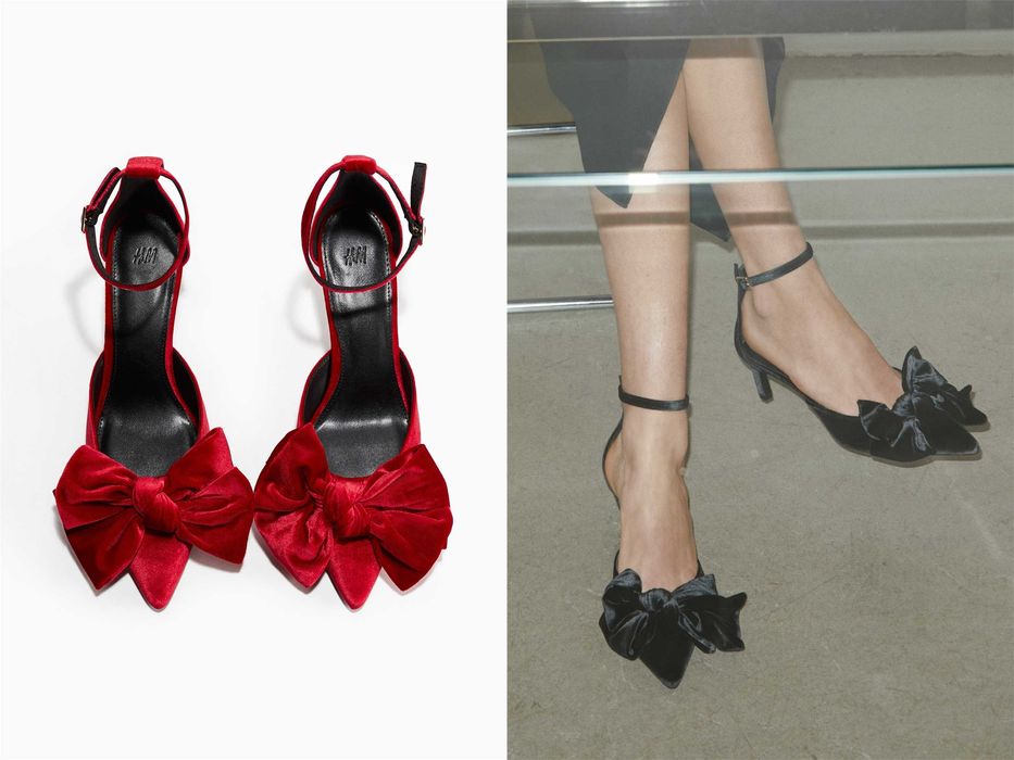 Buty 38 Welurowe czółenka z kokardą czerwone nowa kolekcja PROMOCJA