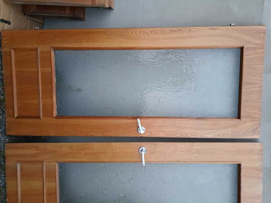 Komplet DRZWI wew. 80cm Drewno Natural SOSNA Okucia Szyba Zamek Klucze