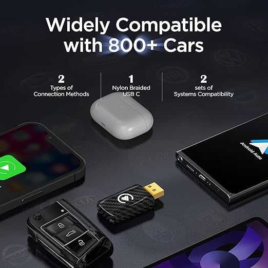 Bezprzewodowy Adapter Carplay & Android Auto, Wireless Stick 2 w 1