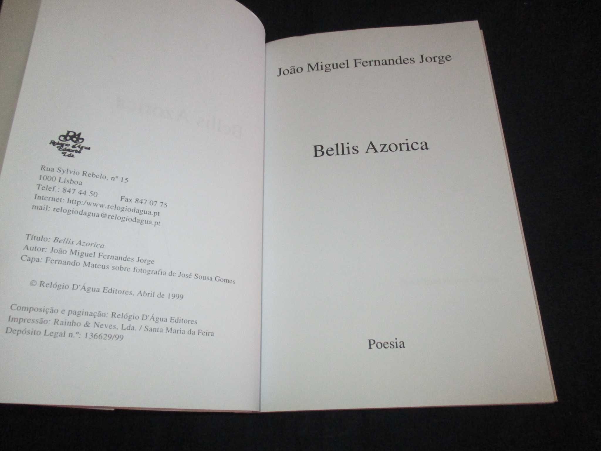 Livro Bellis Azorica João Miguel Fernandes Jorge