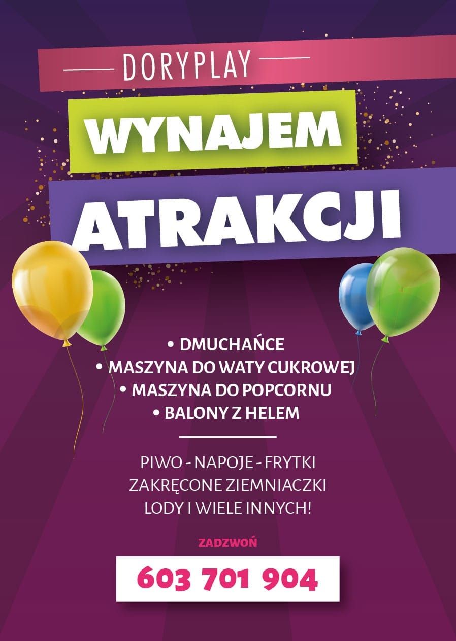 Dmuchaniec wynajem dmuchańce dmuchany zamek piana party event wata cuk