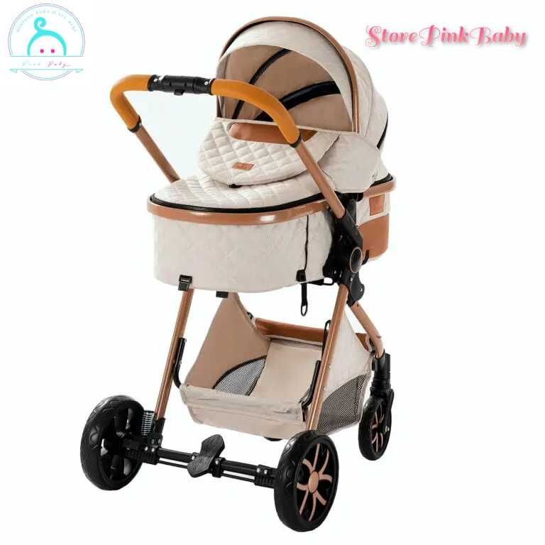 Carrinho de bebé 3 em 1 PinkBaby - LUXUS MAGIC  -  Branco Gold