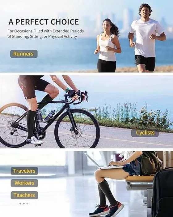 Nowe skarpety uciskowe/ podkolanówki/ 3 pary/ S/M/ CAMBIVO !6688!