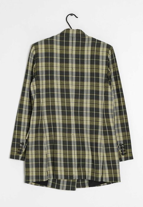 Двобортний блейзер Mango  | Зелено-кремовий тартан | Розмір XS