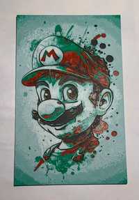 Super Mario obraz 24x15 płaskorzeźba litografia 3D hueforge druk kolor