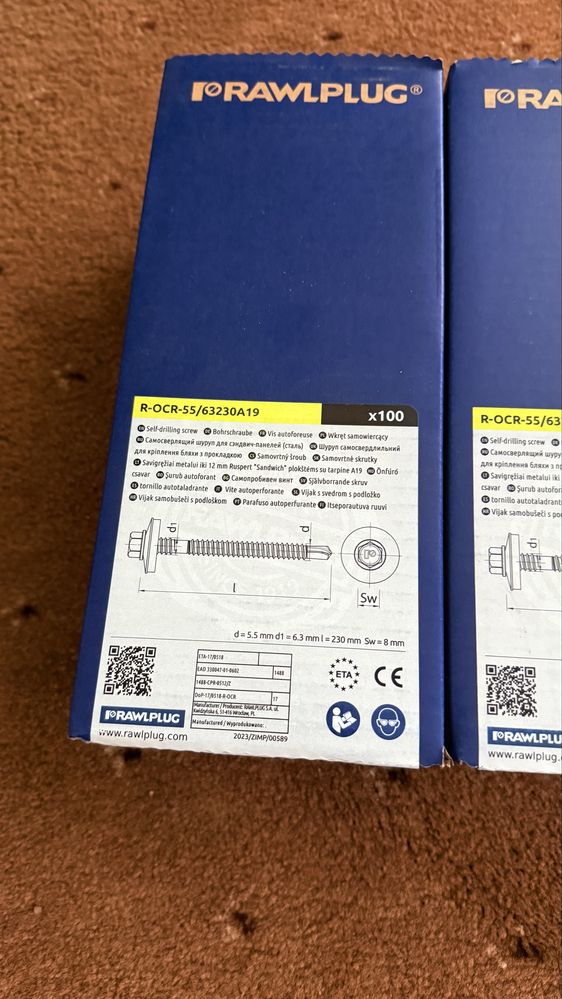 Wkręty do płyt warstwowych 230 mm, R-OCR 5,5/6,3, RAWLPLUG