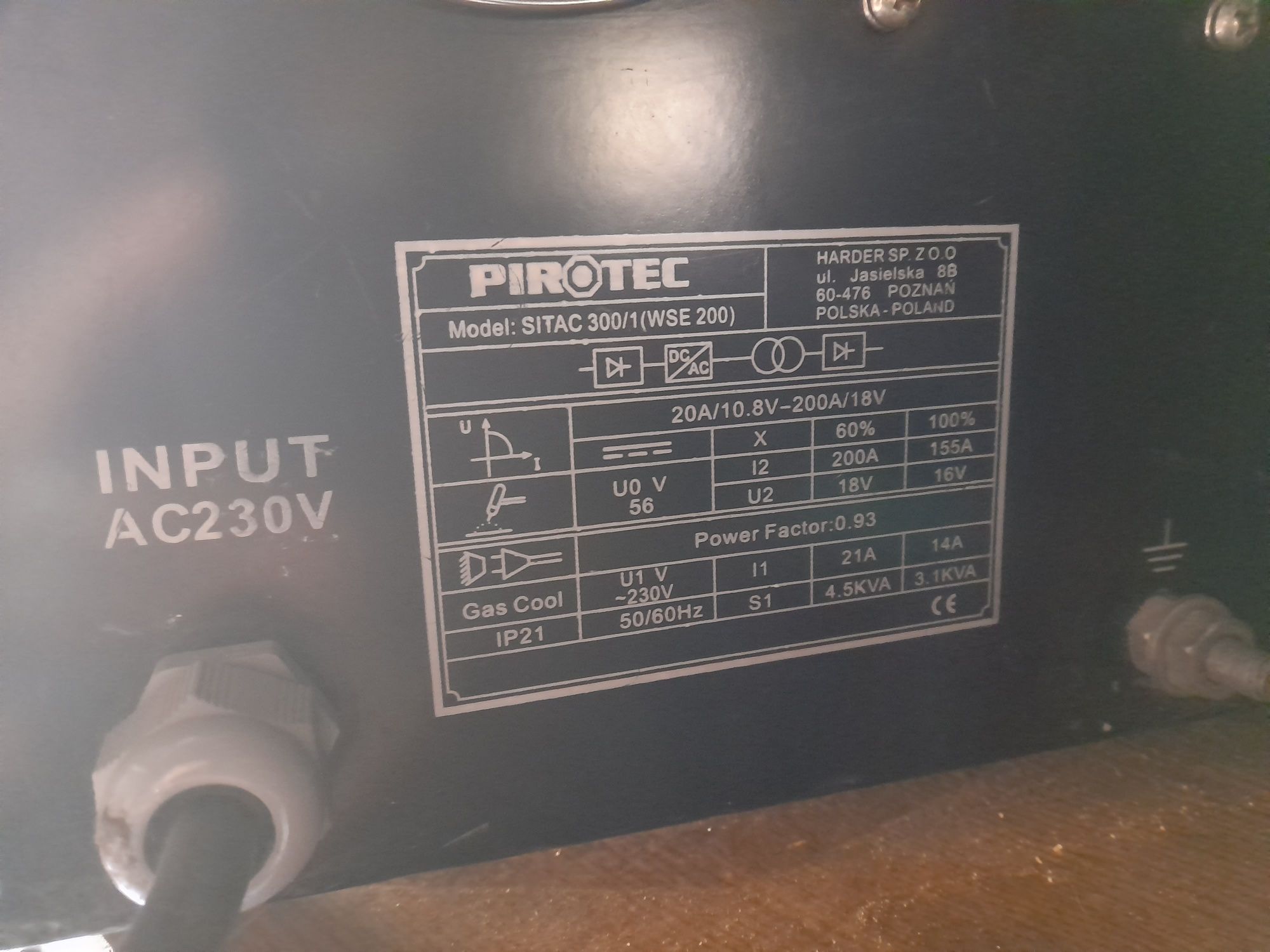 Spawarka inwerterowa pirotec 200A sitac  300/1