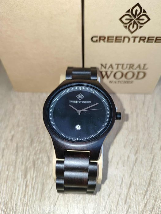 Zegarek męski analogowy drewniany kolor czarny