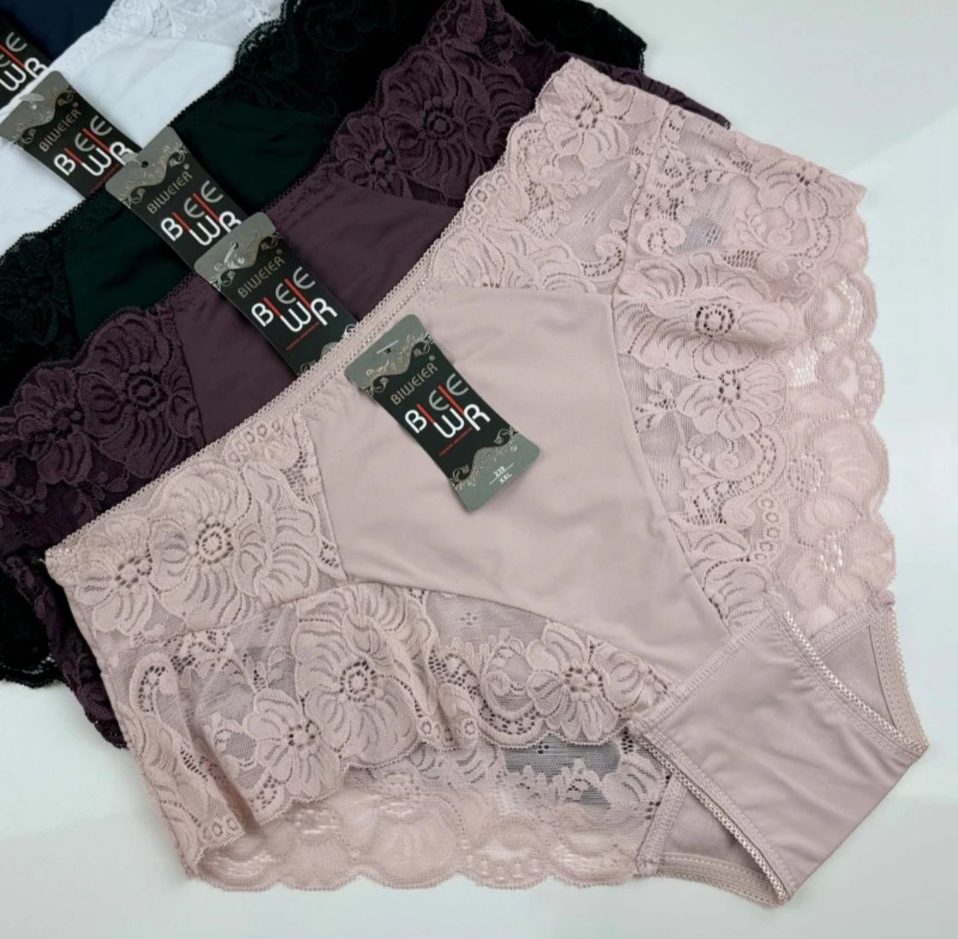 Жіночі трусики мікрофібра з мереживом "Biweier" 239 XL, XXL, XXXL.