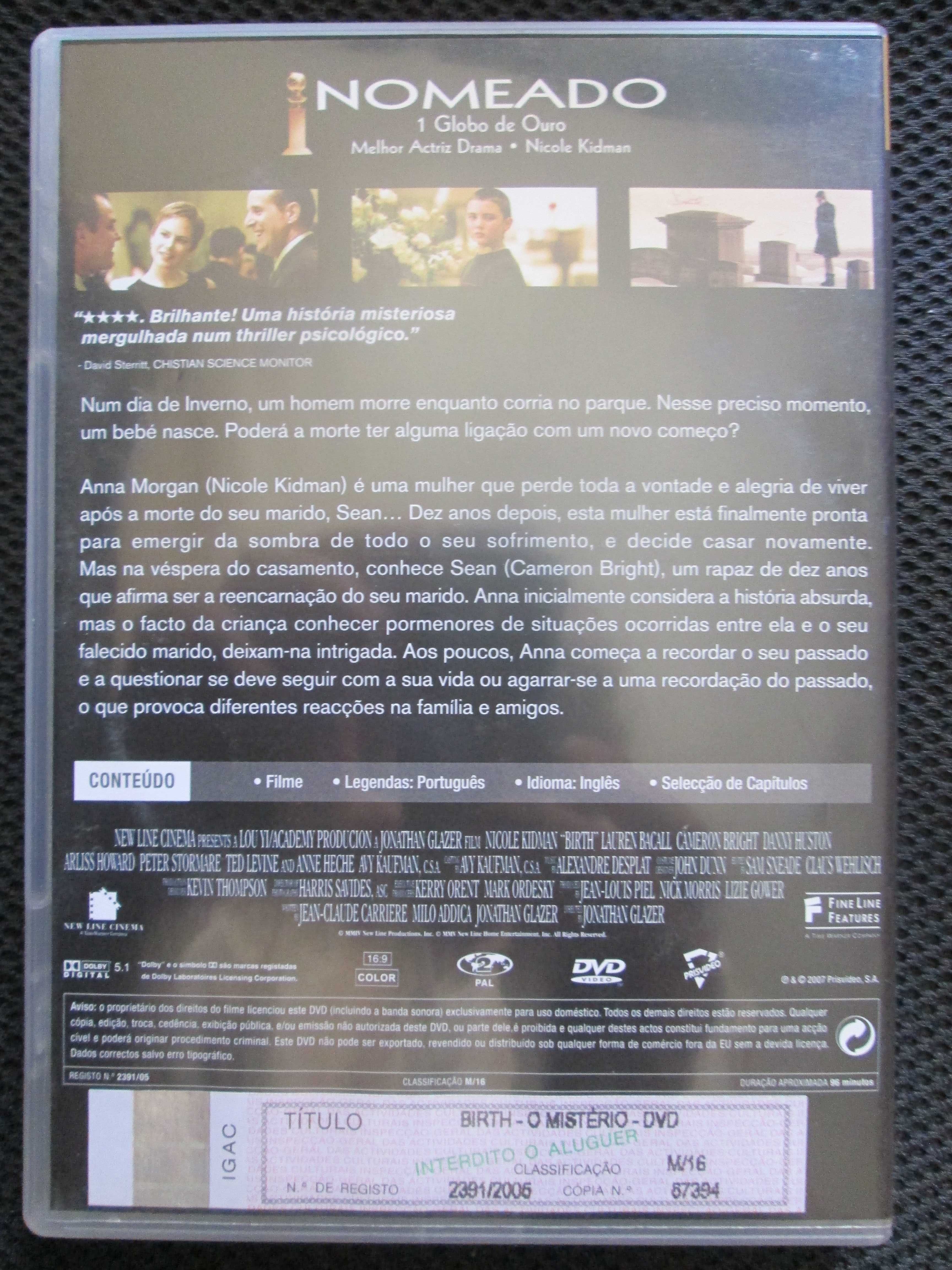 DVD - Birth - O Mistério, com Lauren Bacall , Nicole Kidman, novo