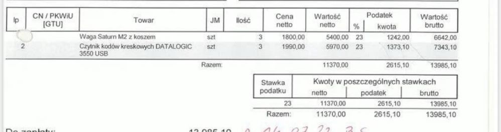 Waga saturn m2 z koszem czytnik kodów data logic wagoskaner