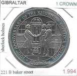 Gibraltar - - - 1 Crown - 1994 - - - 221-B  Baker Street - - - Moeda
