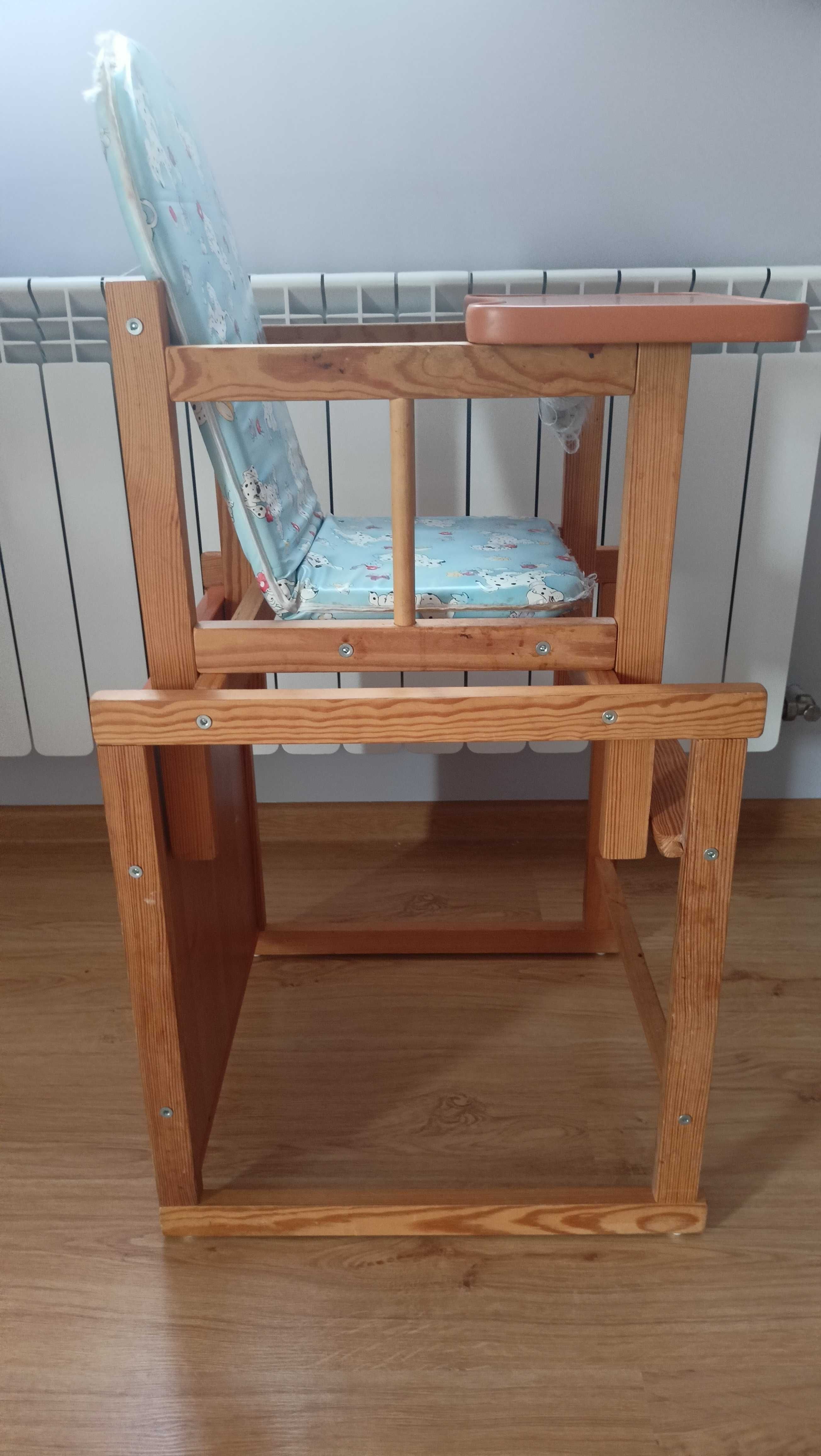 Krzesełko do karmienia drewniane dla dzieci 2 w 1 stolik krzesełko