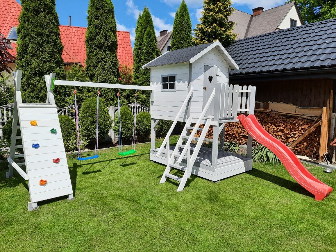 Plac zabaw domek dla dzieci huśtawka Zjeżdżalnia od wooddrew