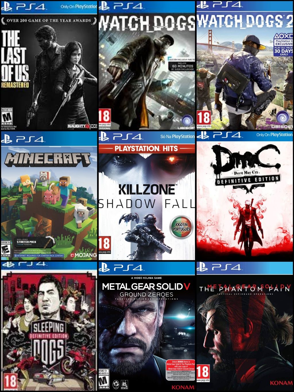 Jogos-PlayStation 4 ( pack 3 jogos á sua escolha por 25 euros)