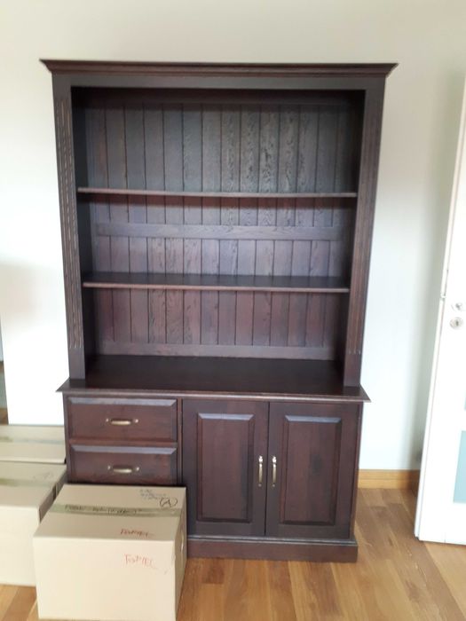 Biblioteczka Belvia Empire z ciemnego litego drewna dębowego