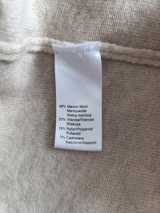 Wełniamy sweter kardigan beż M