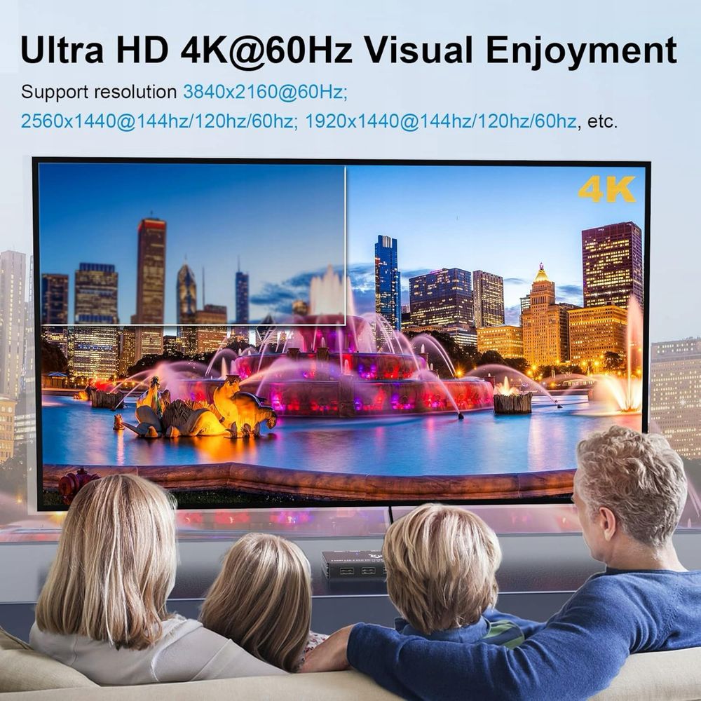 Przełącznik KVM USB-C dla 2 komputerów, KVM typu C KCEVE, obsługa 4K
