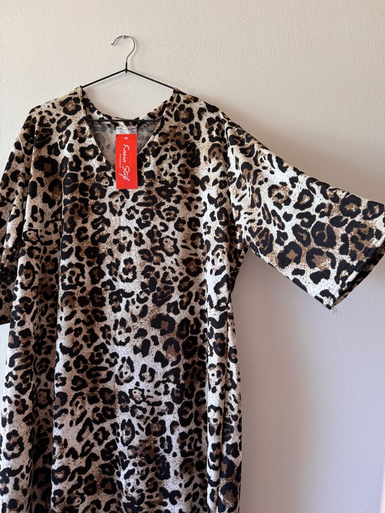 Nowa Sukienka wiskozowa w serek w panterkę 5 XL