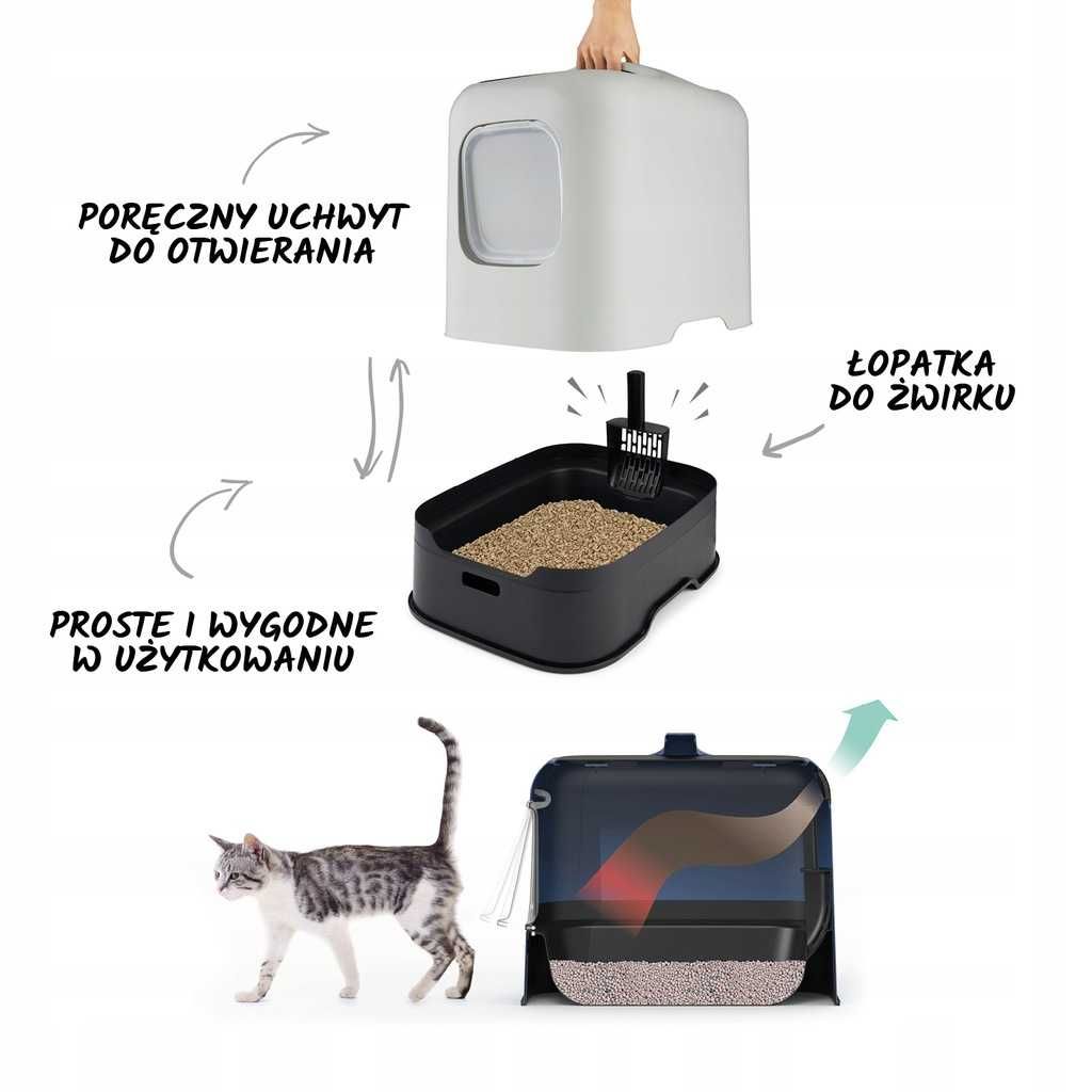 Kuweta zamknięta dla kota do domu bez zapachu NOWA dla kotka domowego