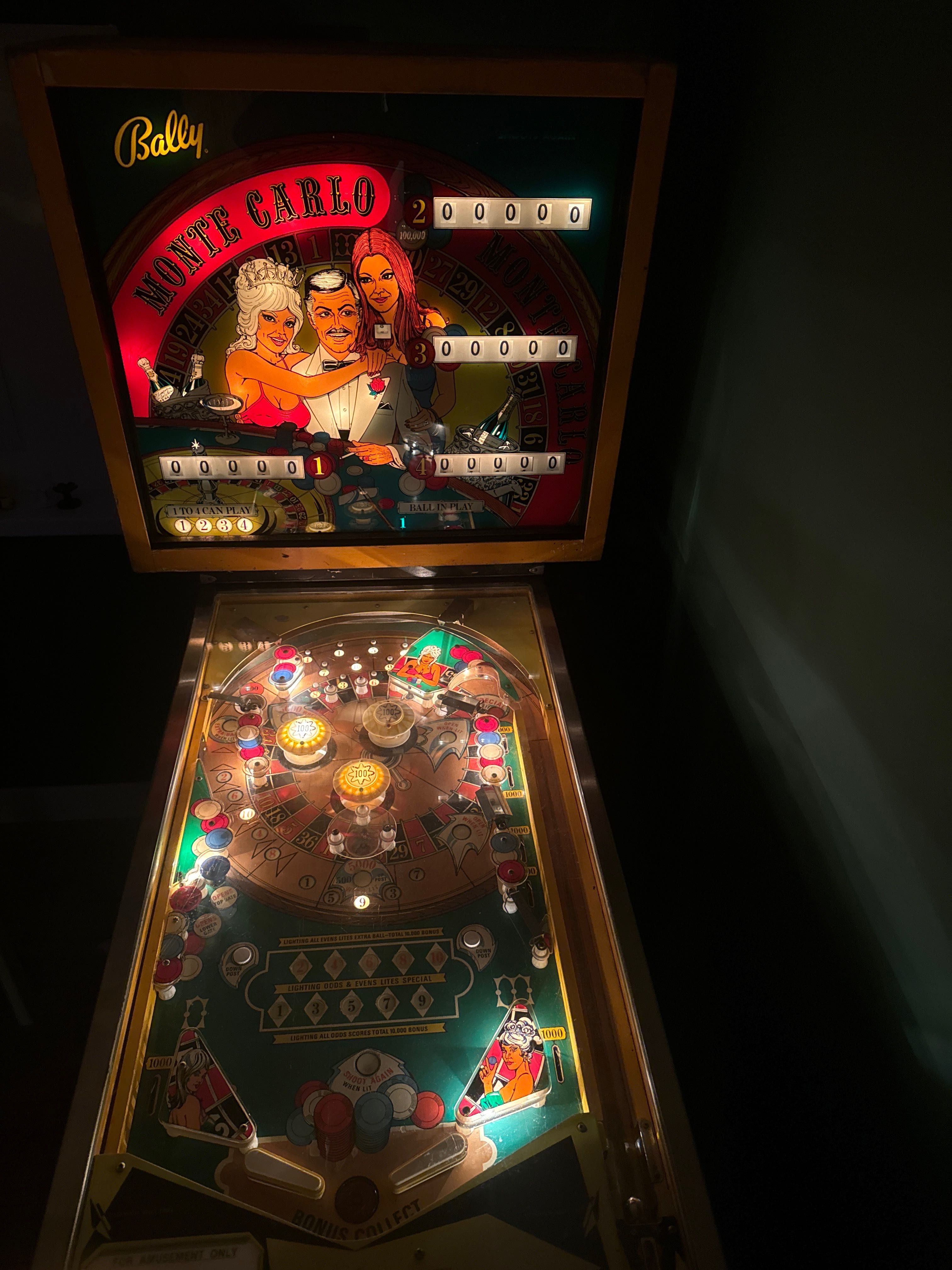Flipper fliper pinball  Bally Monte carlo