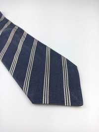 Les Copains jedwabny krawat w paski granatowy jeansowy w paski cop4